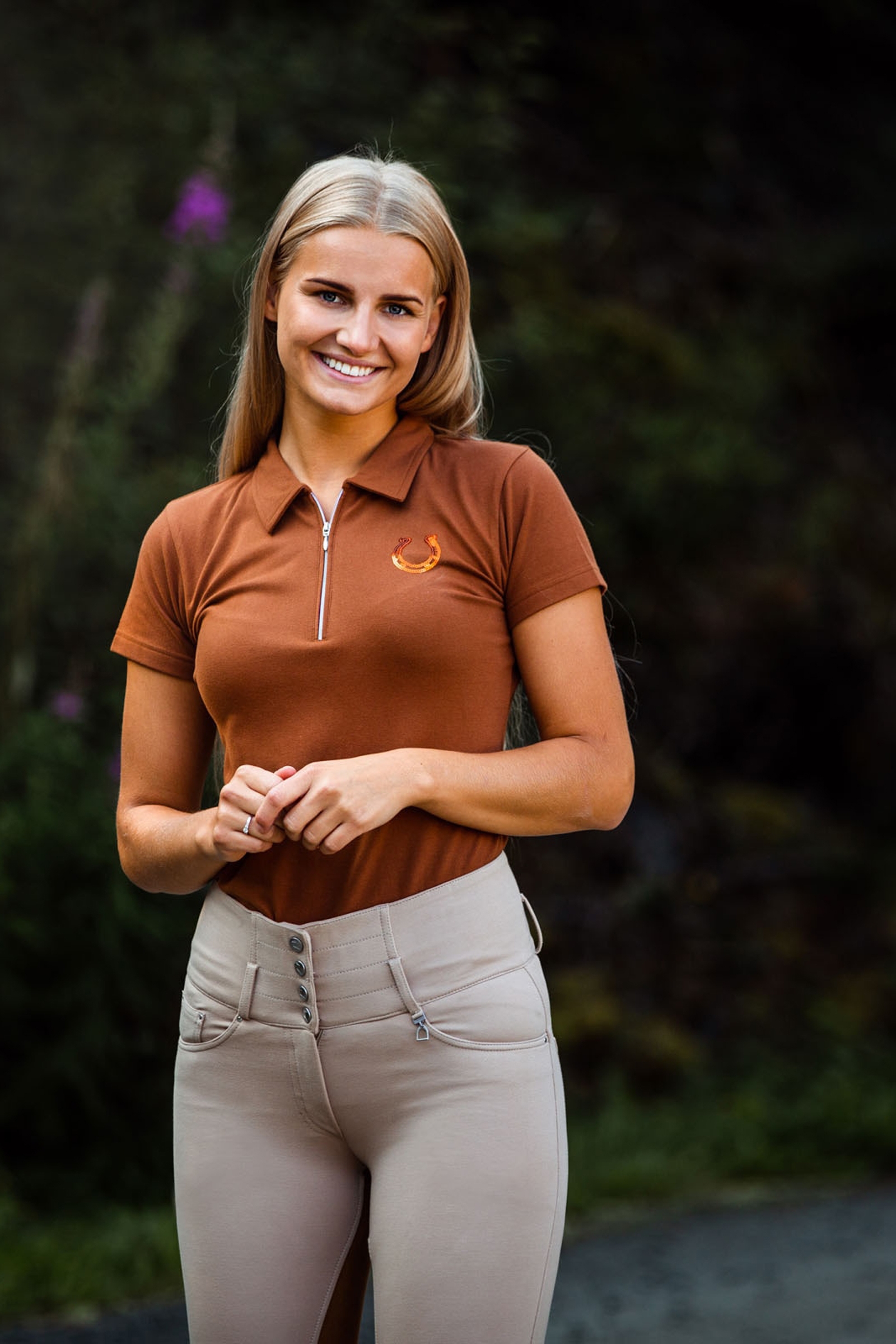 Horze Amy Damen Kurzarm-Poloshirt mit Baumwollstretch