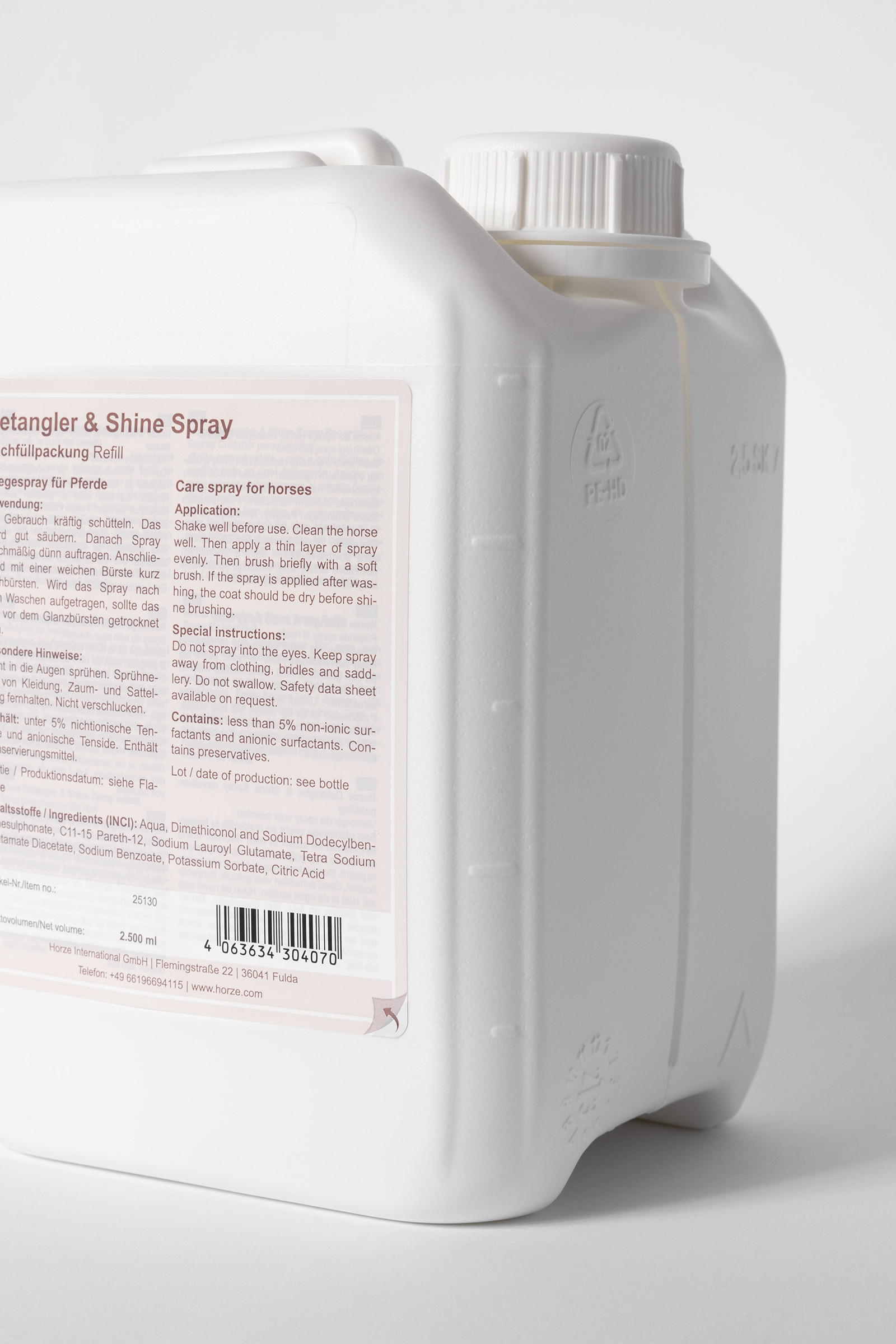 Horze Mähnen- und Schweif Glanz Spray Nachfüllpack, 2.5l