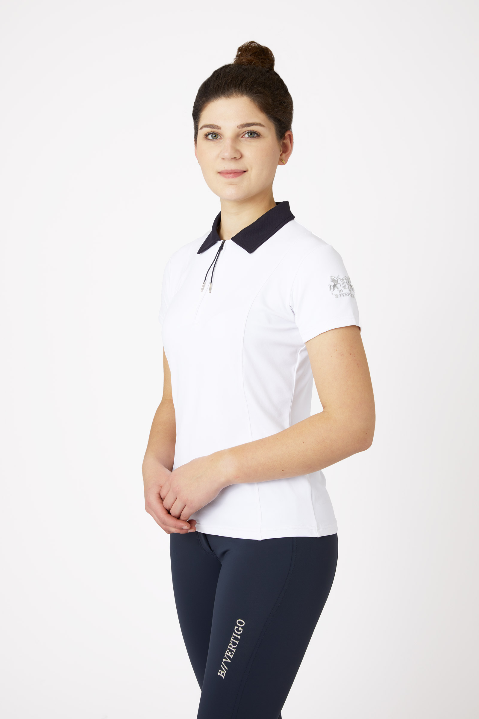 Wei&szlig;/Dunkelnavy B Vertigo Claudine Damen Kurzarm-Poloshirt