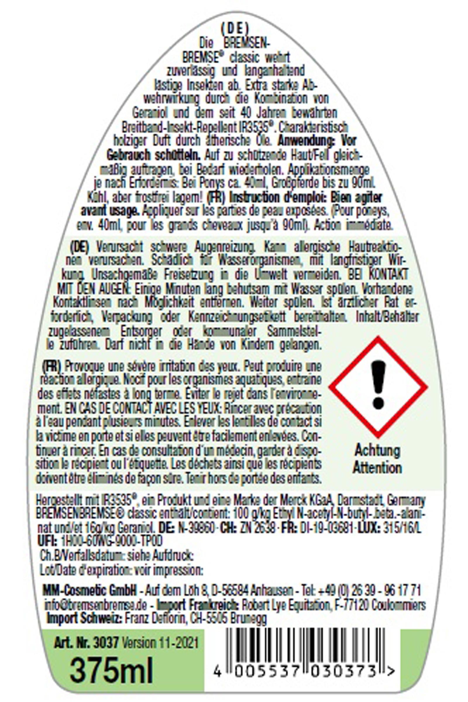 Bremsenbremse Classic Insektenschutz, Fliegenspray, 375ml