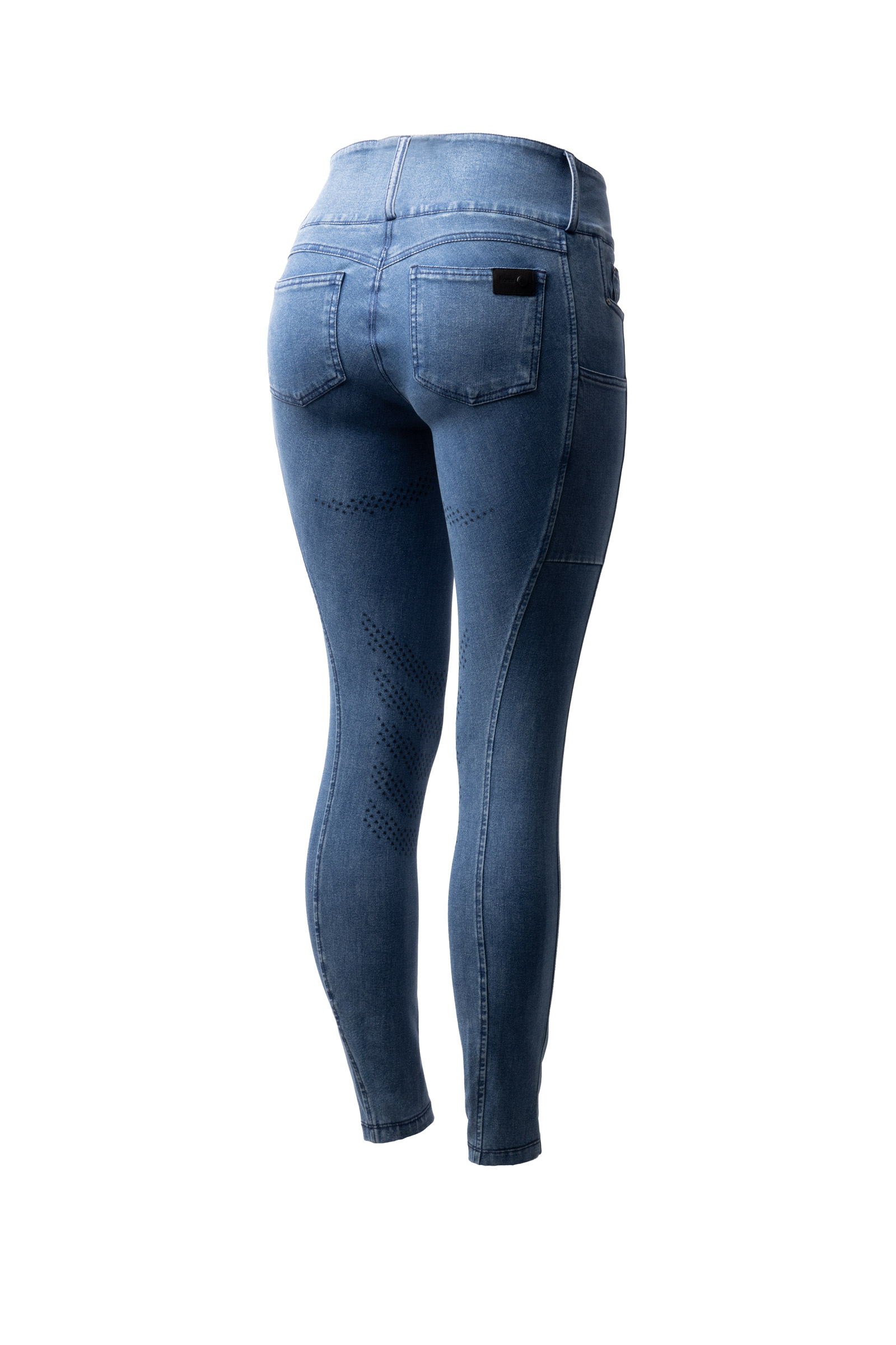 Light denim Horze Carolyn Damen Denim Vollbesatzreithose  