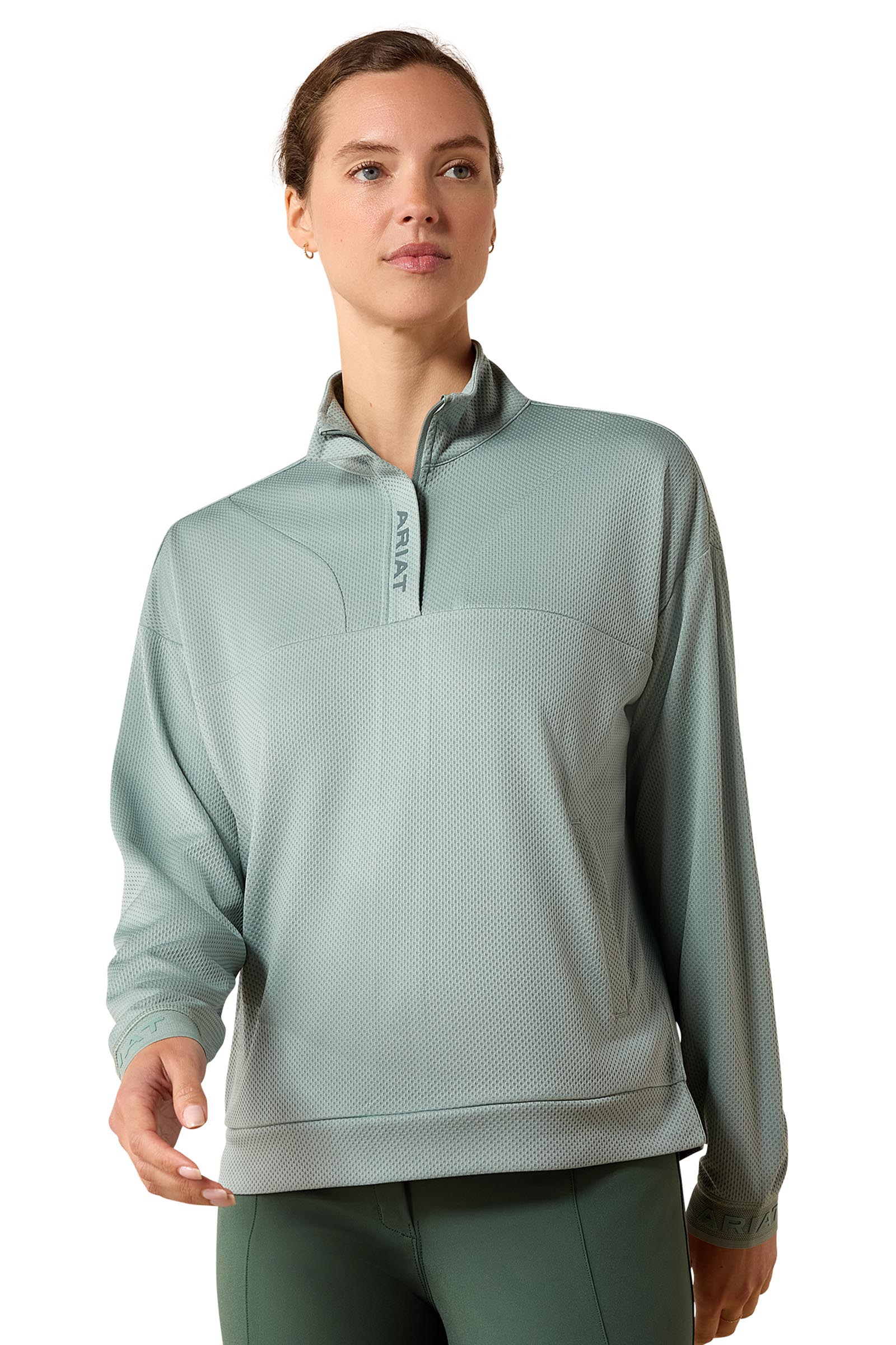 Chinois Green Ariat Breathe Damen Sweatshirt mit 1/2 Rei&szlig;verschluss
