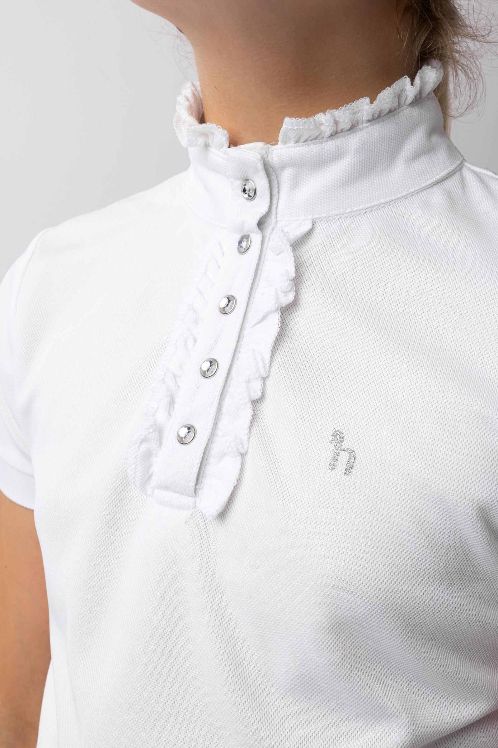 Horze Christel Kinder Turniershirt mit Kurzarm und R&uuml;schen