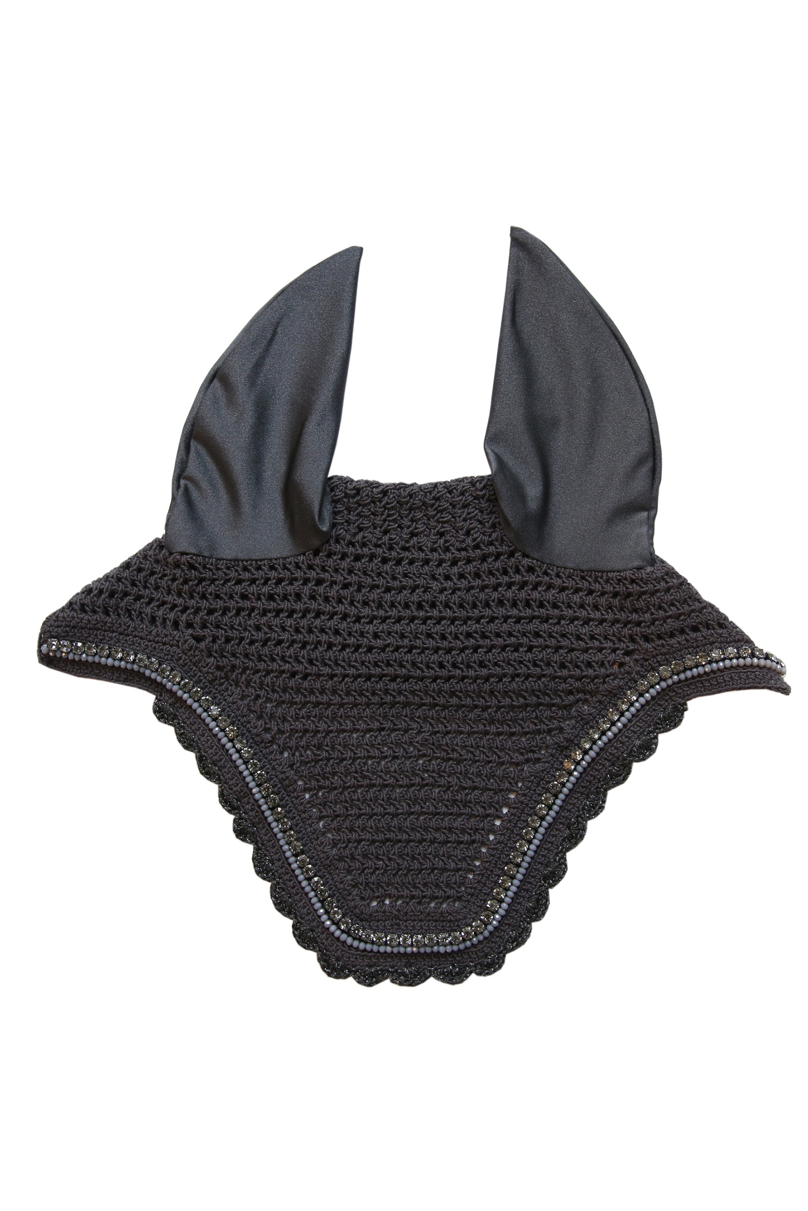 Grey Kentucky Horsewear Wellington Fliegenhaube mit Steinen & Perlen  