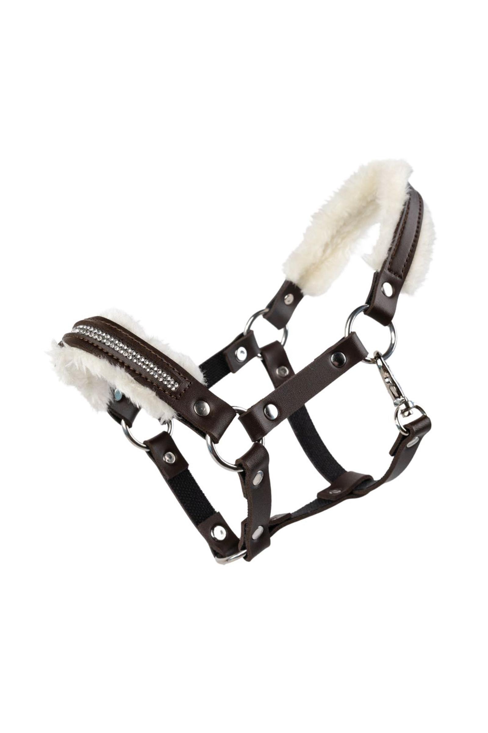 Brown My Hobby Horse Halfter mit Pl&uuml;sch & Steinen