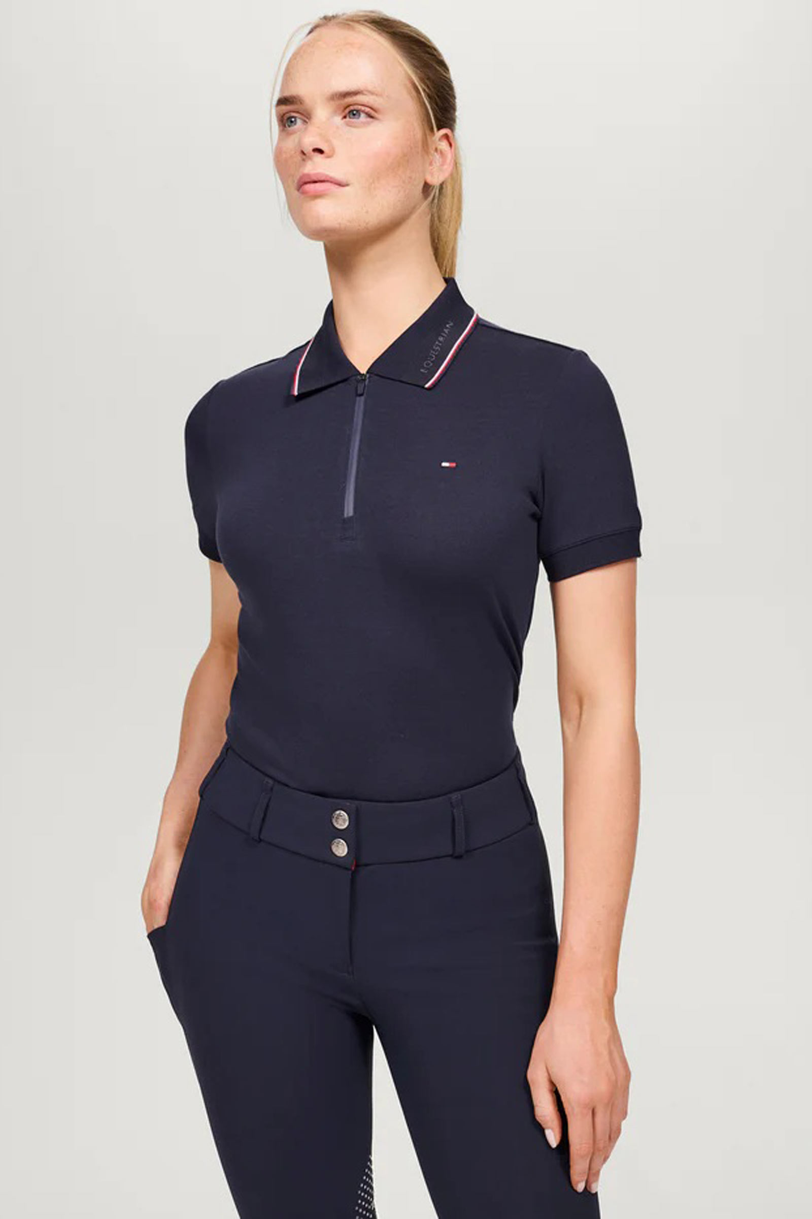DESERT SKY Tommy Hilfiger Equestrian Camden Damenpolo mit Rei&szlig;verschluss