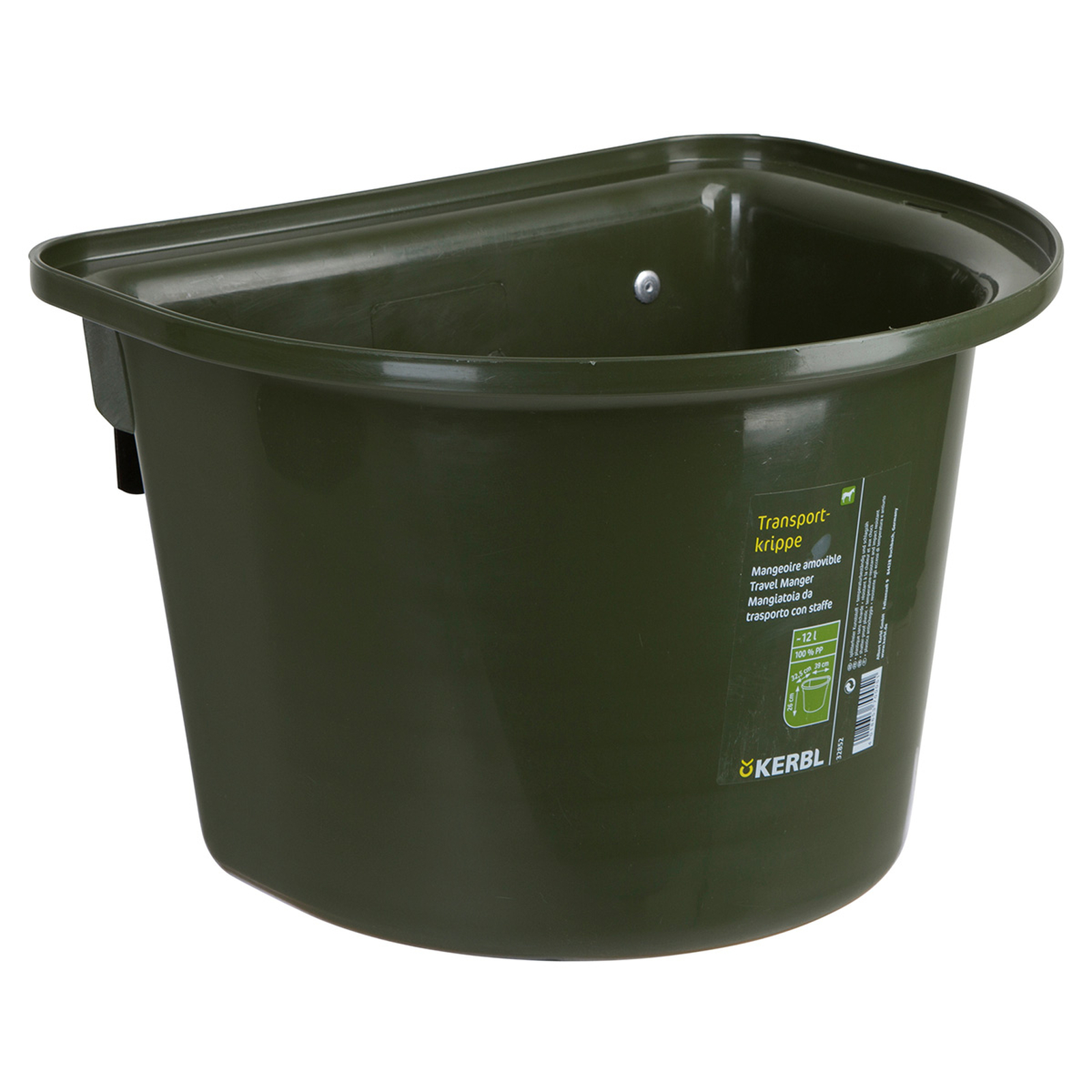 Dark Green Kerbl Transportkrippe 12L, Kunststoff w / Haken-in Kaution