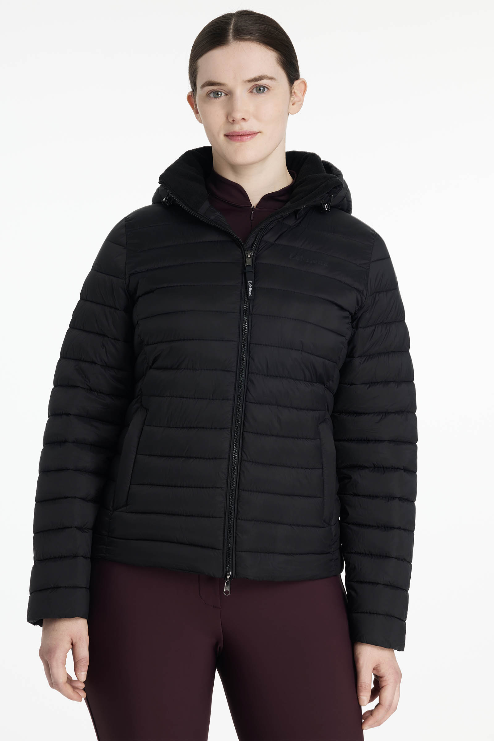 Black LeMieux Rose Damen-Steppjacke mit Kapuze