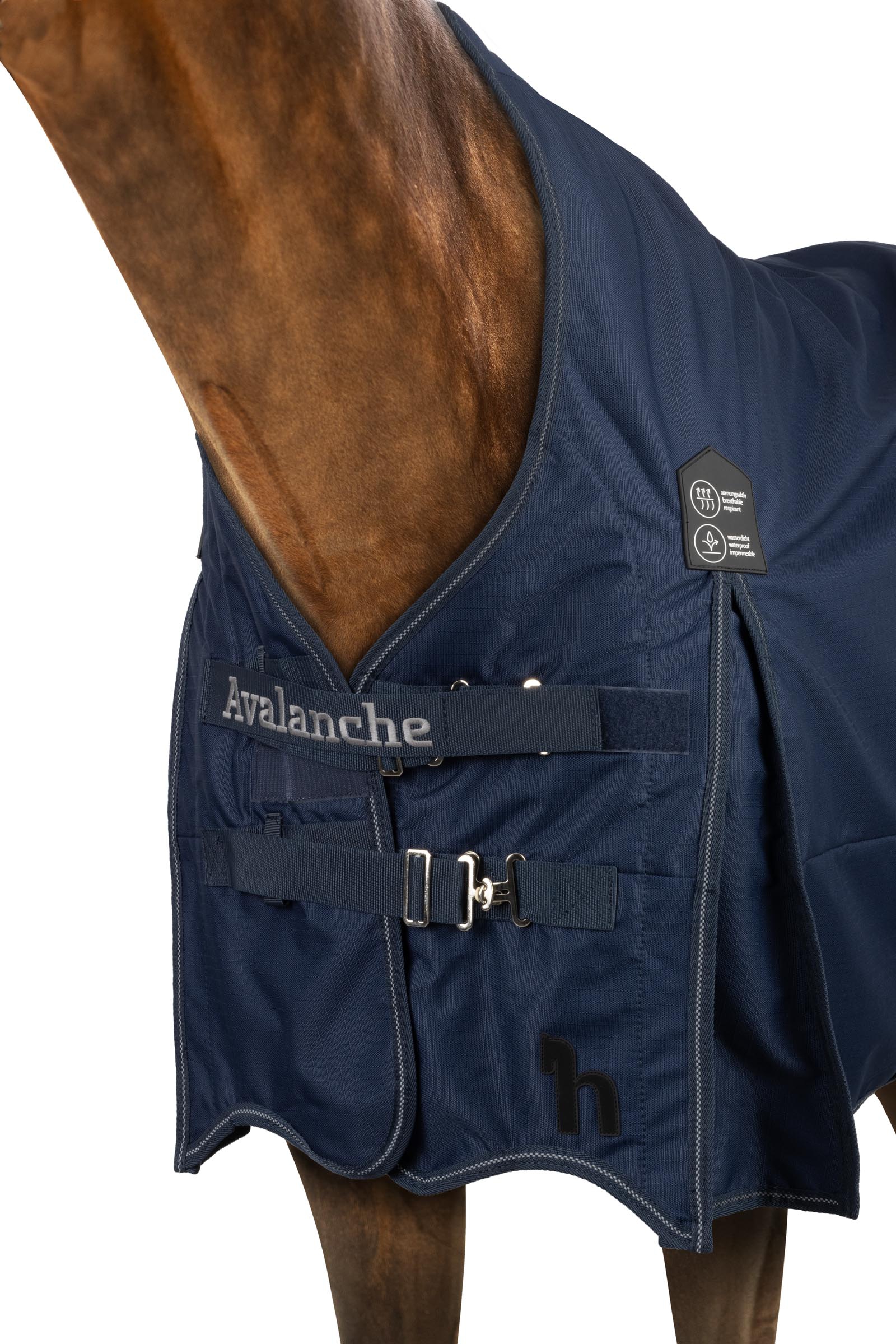 Horze Avalanche 1200D Regendecke mit hohem Hals und Fleecefütterung