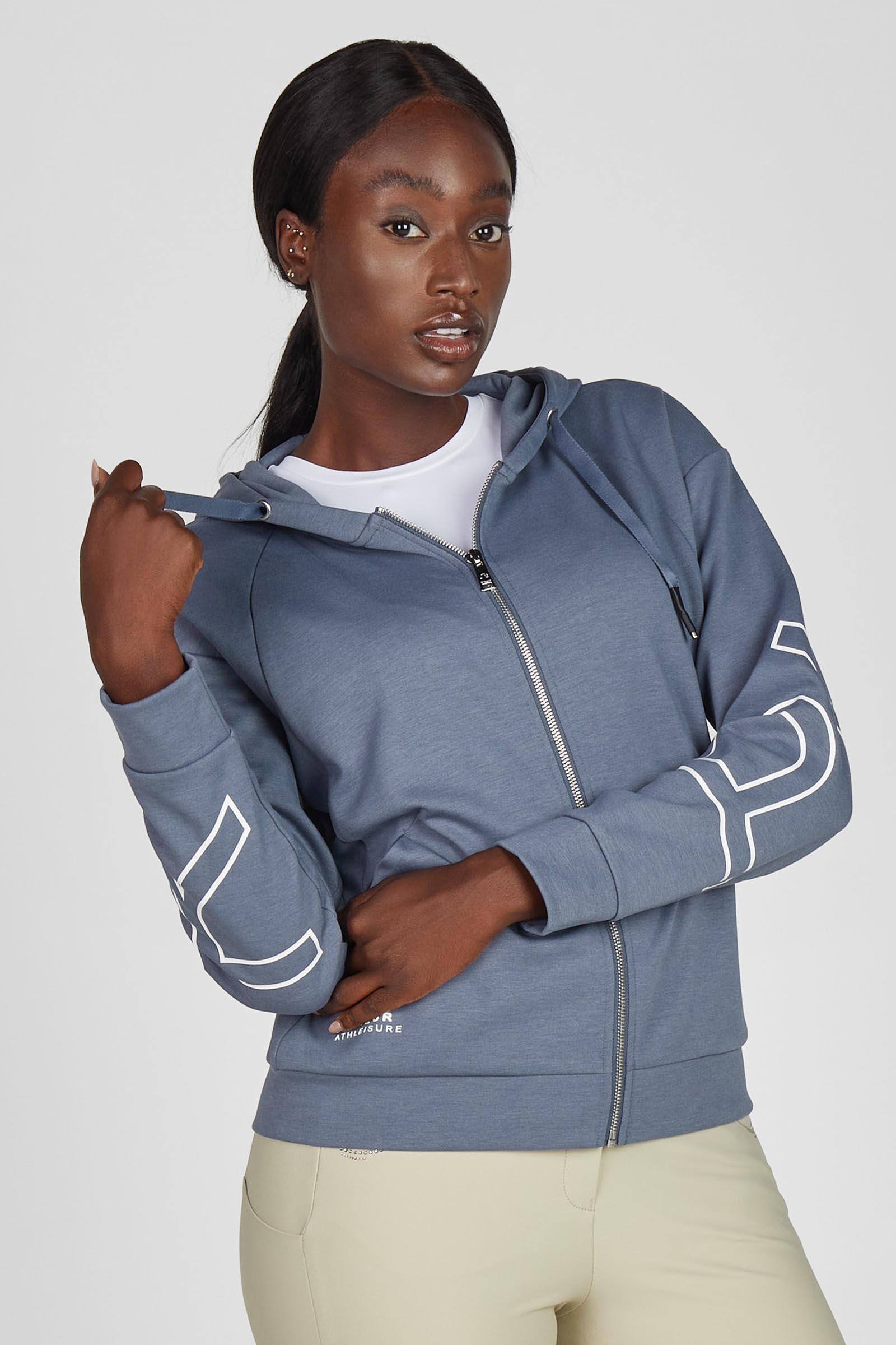 Ash Blue Pikeur Damen Oversized Hoodie Sweatjacke