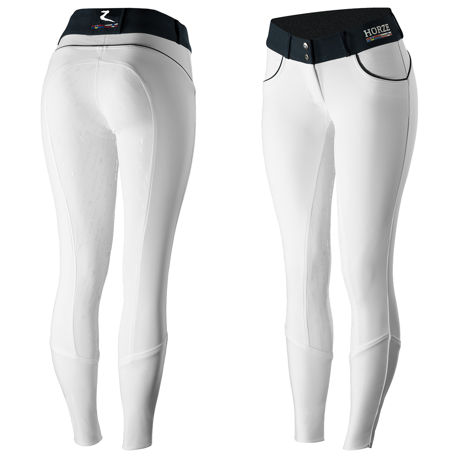Weiß Horze Nordic Performance Damen-Vollbesatzreithose mit Silikongrip, UPF 50+