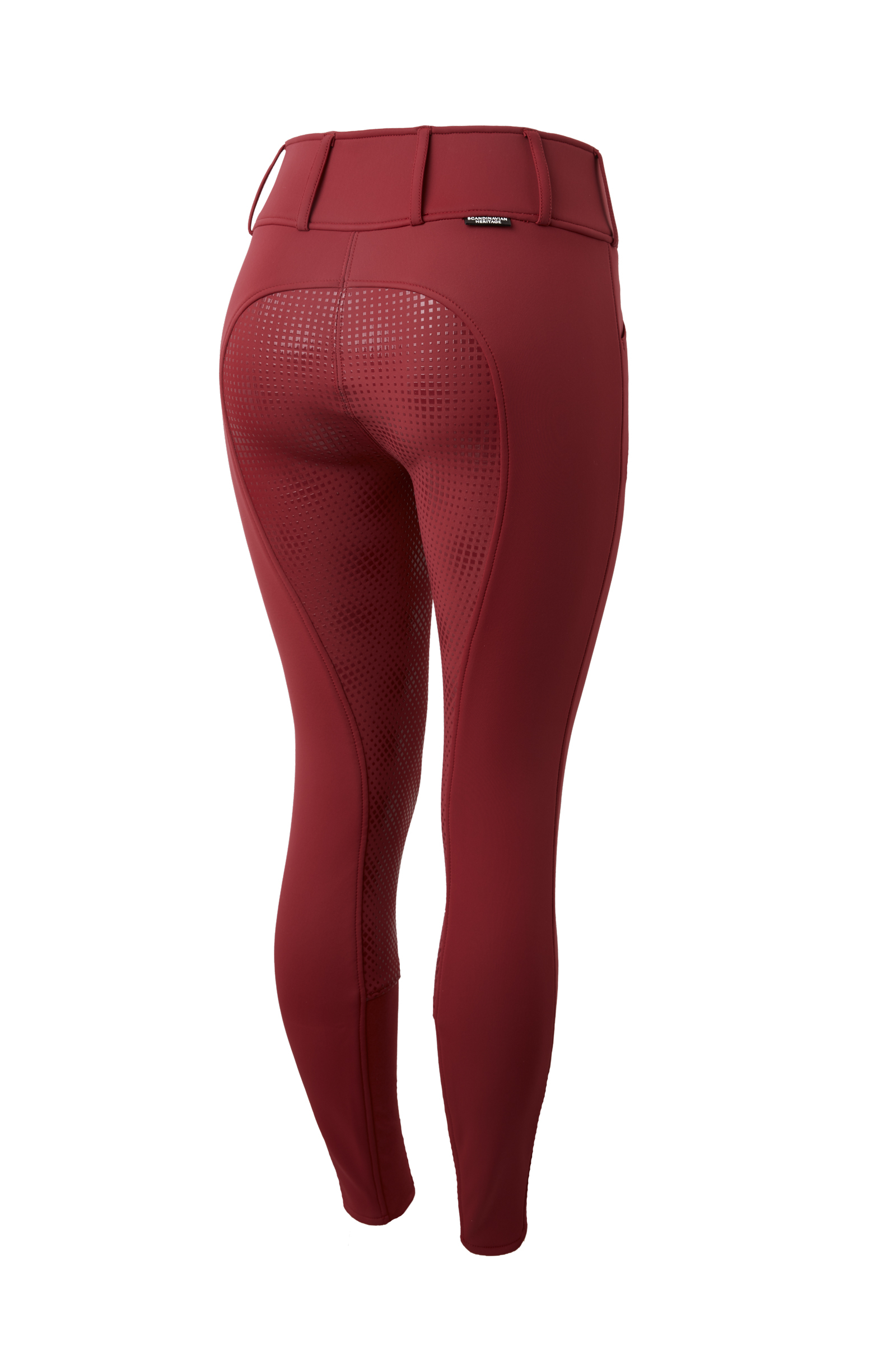 Deep Clared Red Horze Grand Prix Damen Winterreithose aus Softshellmaterial mit Vollbesatz und Silikon Grip