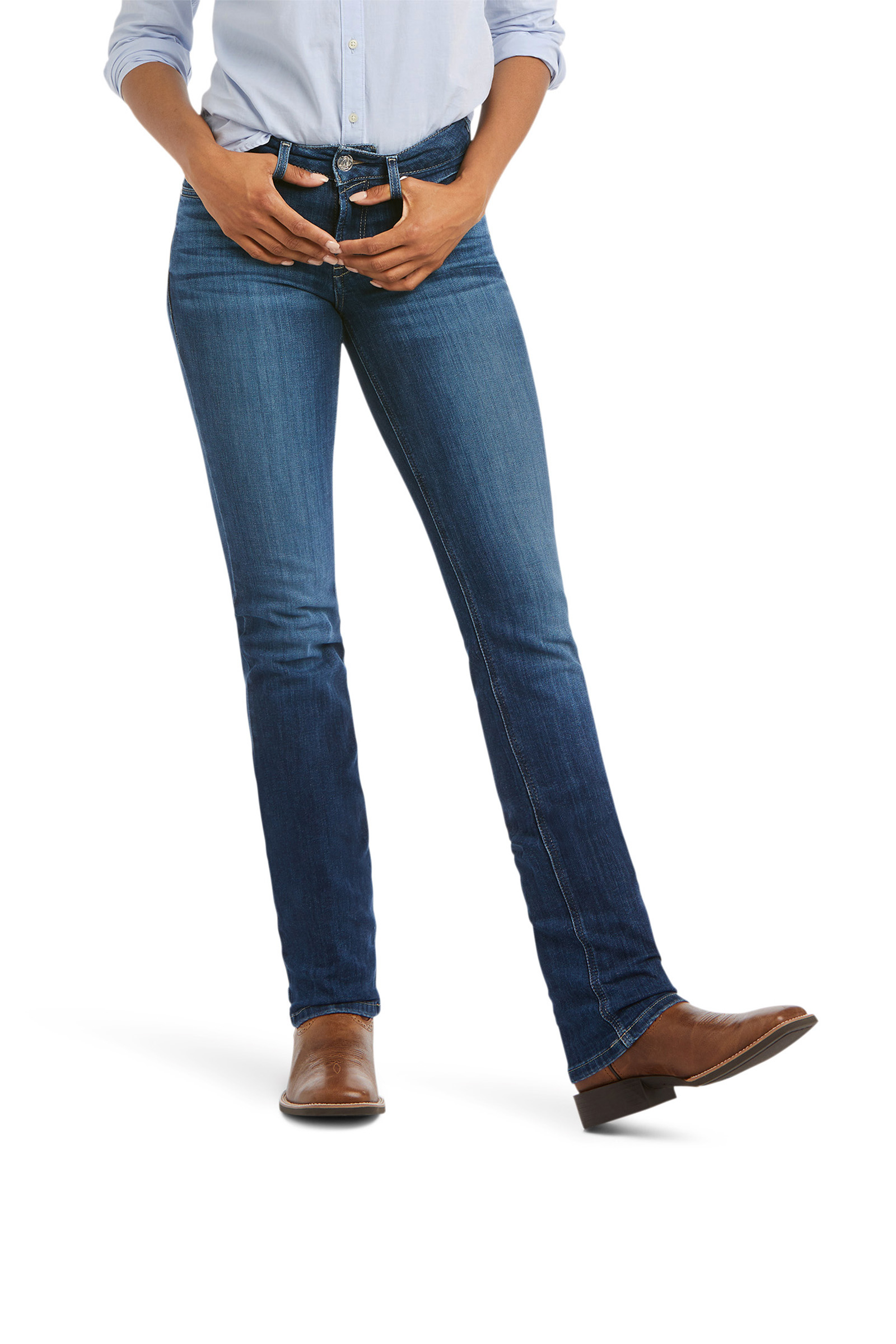 Mackenzie Ariat Real PR Abby Straight Reithose mit Vollbesatz in Jeansoptik für Damen