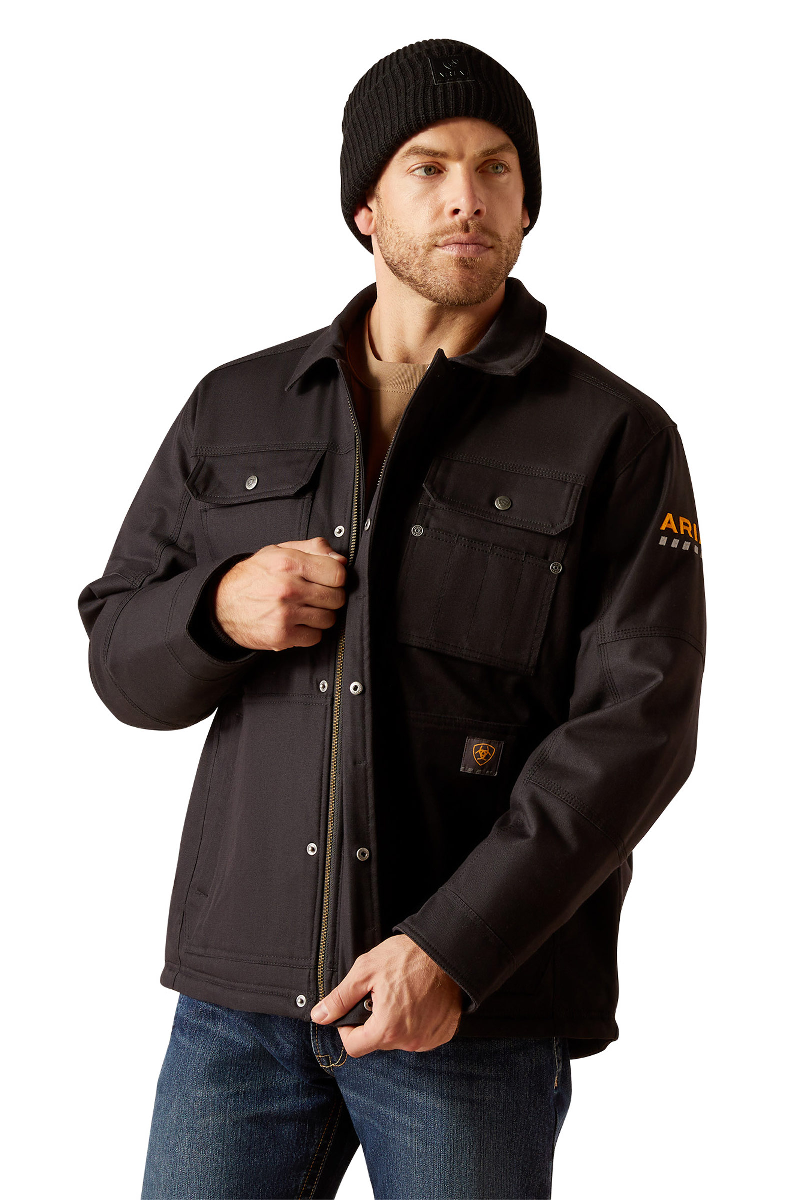 Black Ariat Rebar DuraCanvas Sherpa Herren Jacke